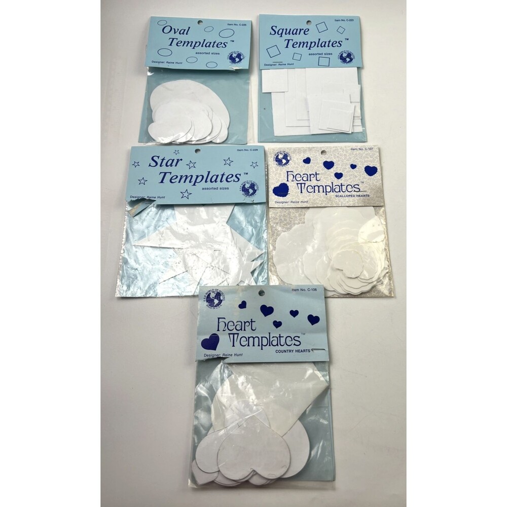 Lot of 5 Bags of Assorted Templates Vintage From 1989